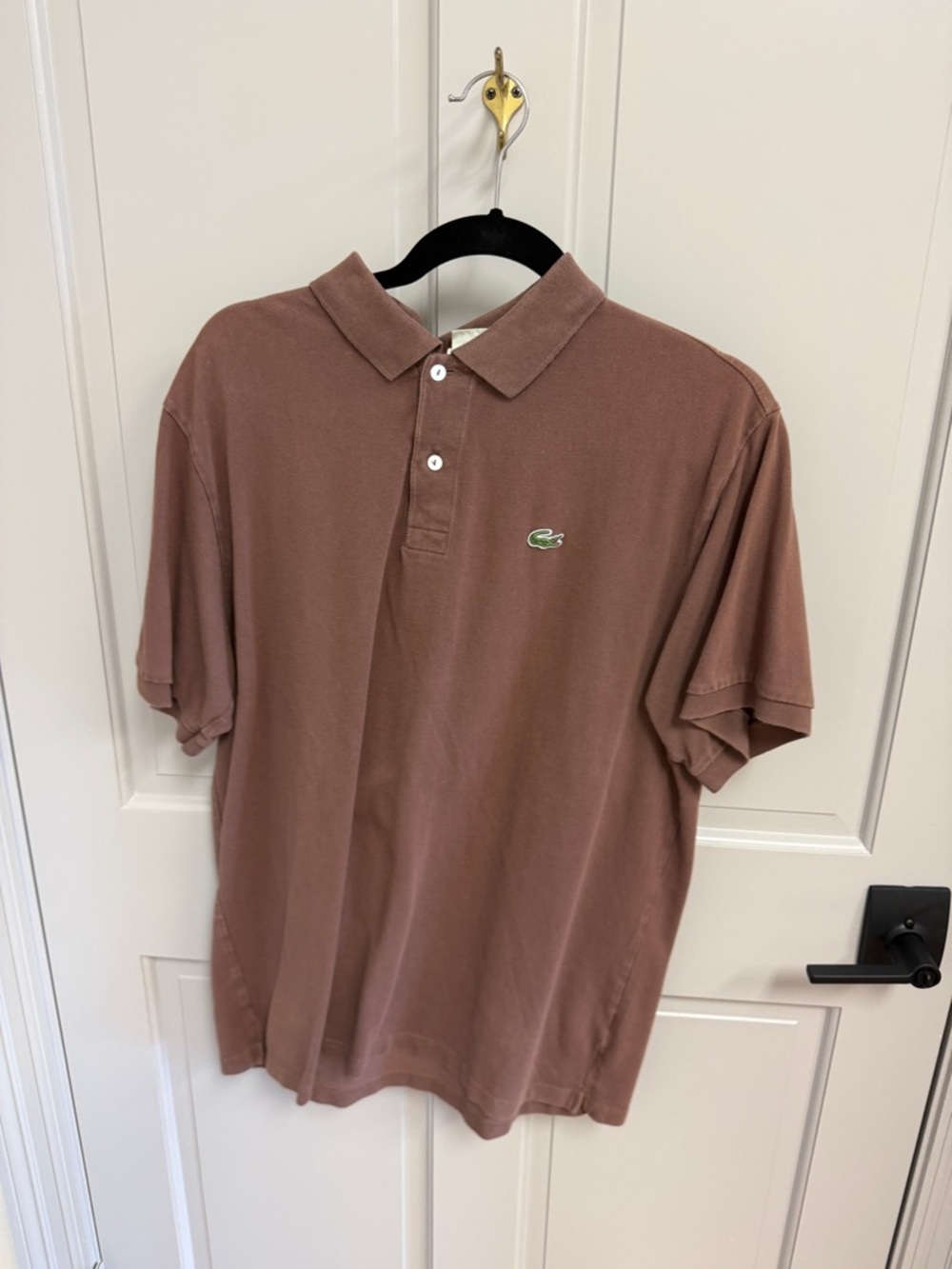 Lacoste Men's Polo Shirt in Dusty Mauve with Green Croc